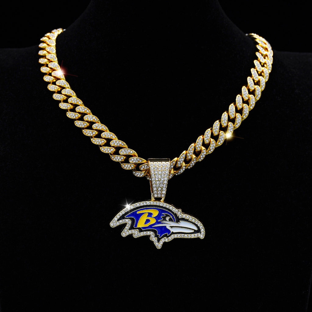 Baltimore Ravens Fashion Crow necklace, Cuban necklace, rhinestonedecoration, fashion people's choice, good accessories forparties and birthdays