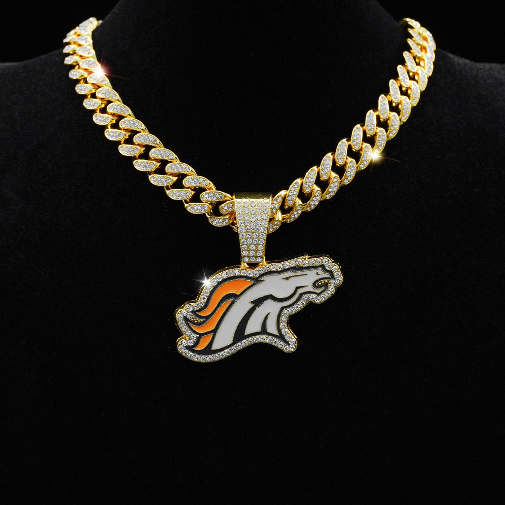 Denver Broncos  Men's Punk Hip Hop Cuban Chain Animal Wolf PendanNecklace