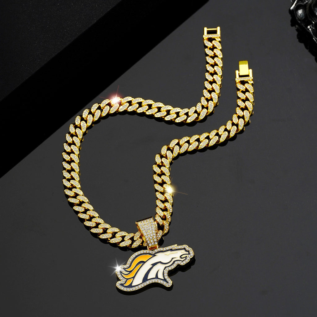 Denver Broncos  Men's Punk Hip Hop Cuban Chain Animal Wolf PendanNecklace