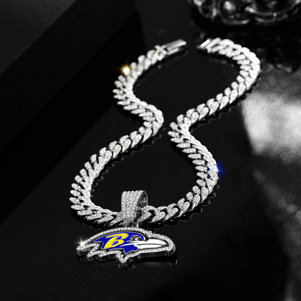 Baltimore Ravens Fashion Crow necklace, Cuban necklace, rhinestonedecoration, fashion people's choice, good accessories forparties and birthdays