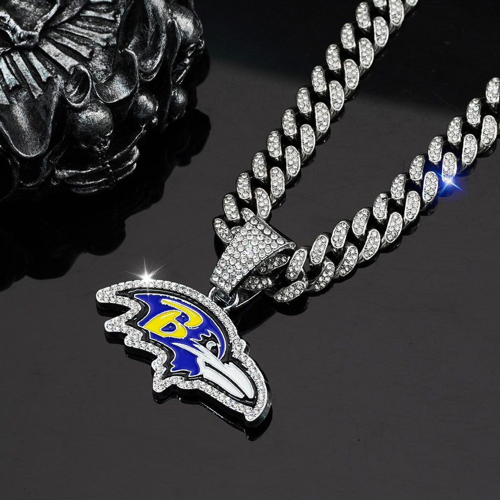 Baltimore Ravens Fashion Crow necklace, Cuban necklace, rhinestonedecoration, fashion people's choice, good accessories forparties and birthdays