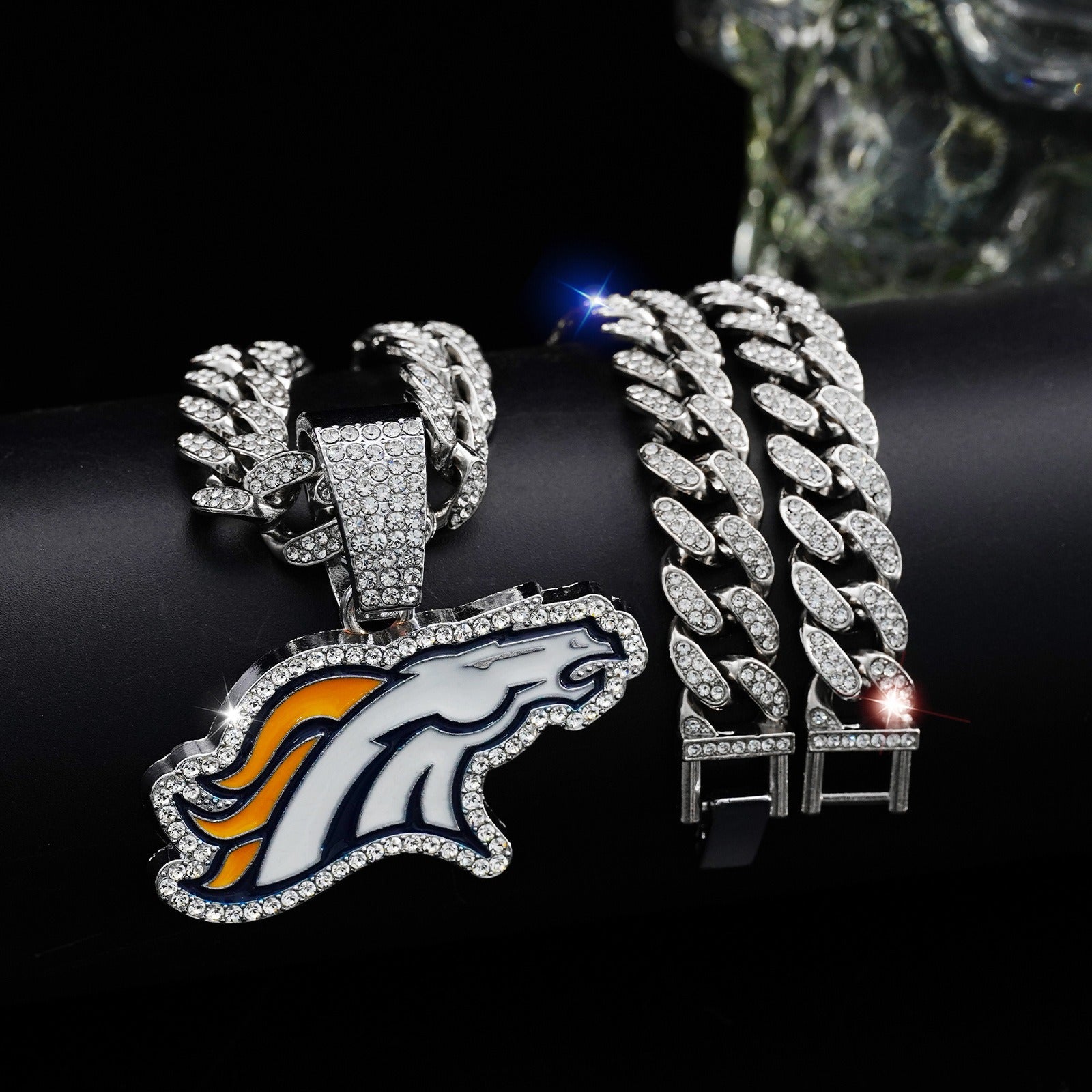 Denver Broncos  Men's Punk Hip Hop Cuban Chain Animal Wolf PendanNecklace