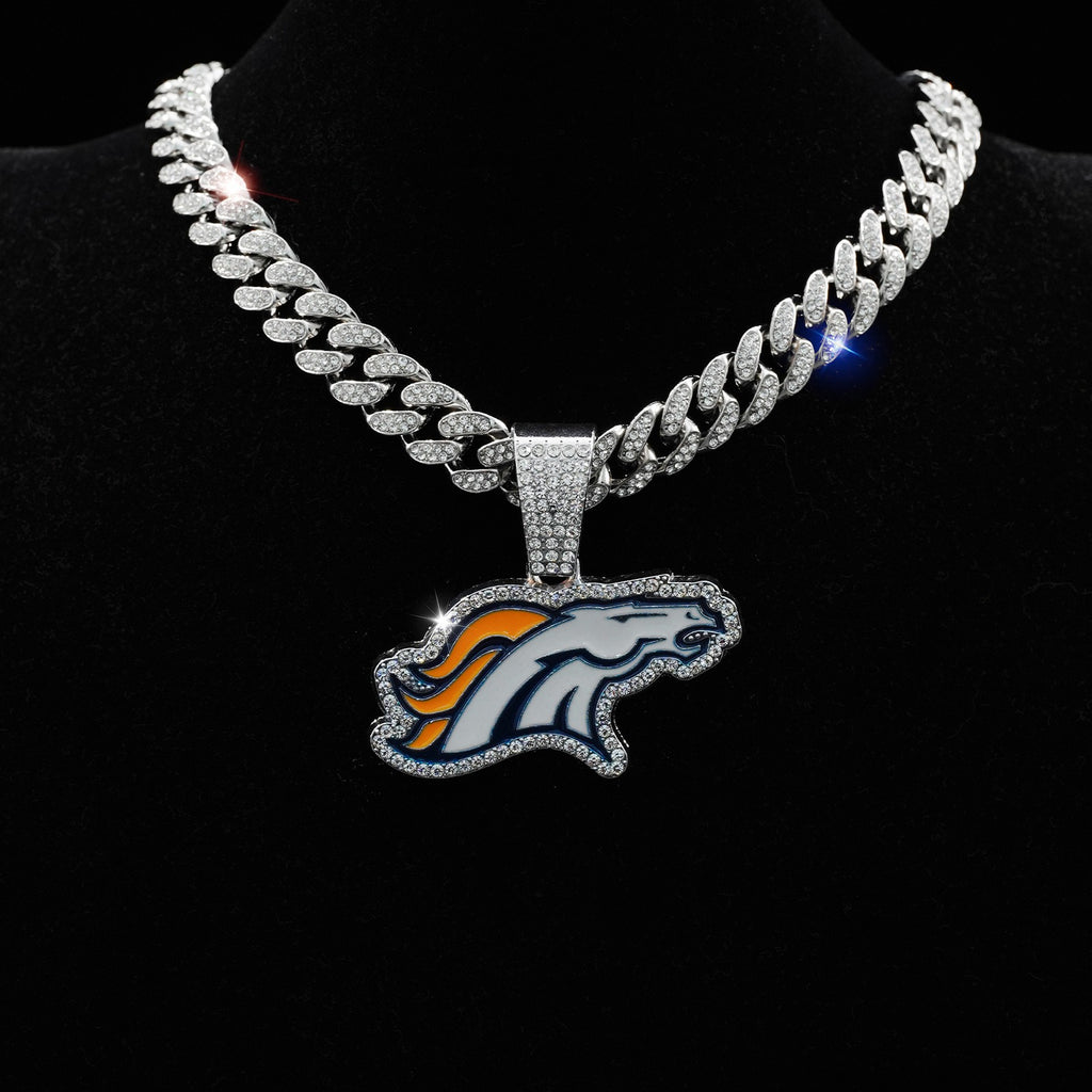 Denver Broncos  Men's Punk Hip Hop Cuban Chain Animal Wolf PendanNecklace