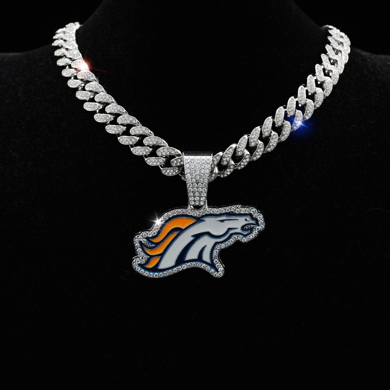 Denver Broncos  Men's Punk Hip Hop Cuban Chain Animal Wolf PendanNecklace