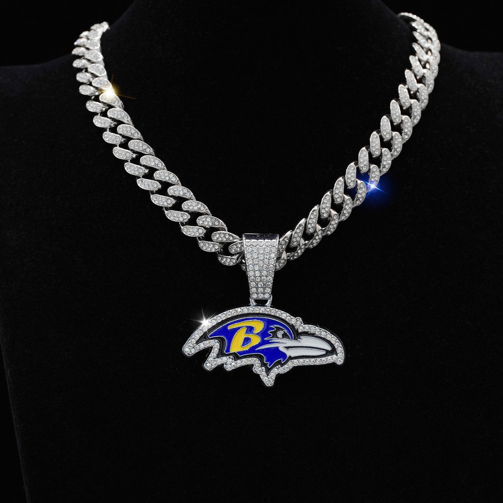 Baltimore Ravens Fashion Crow necklace, Cuban necklace, rhinestonedecoration, fashion people's choice, good accessories forparties and birthdays