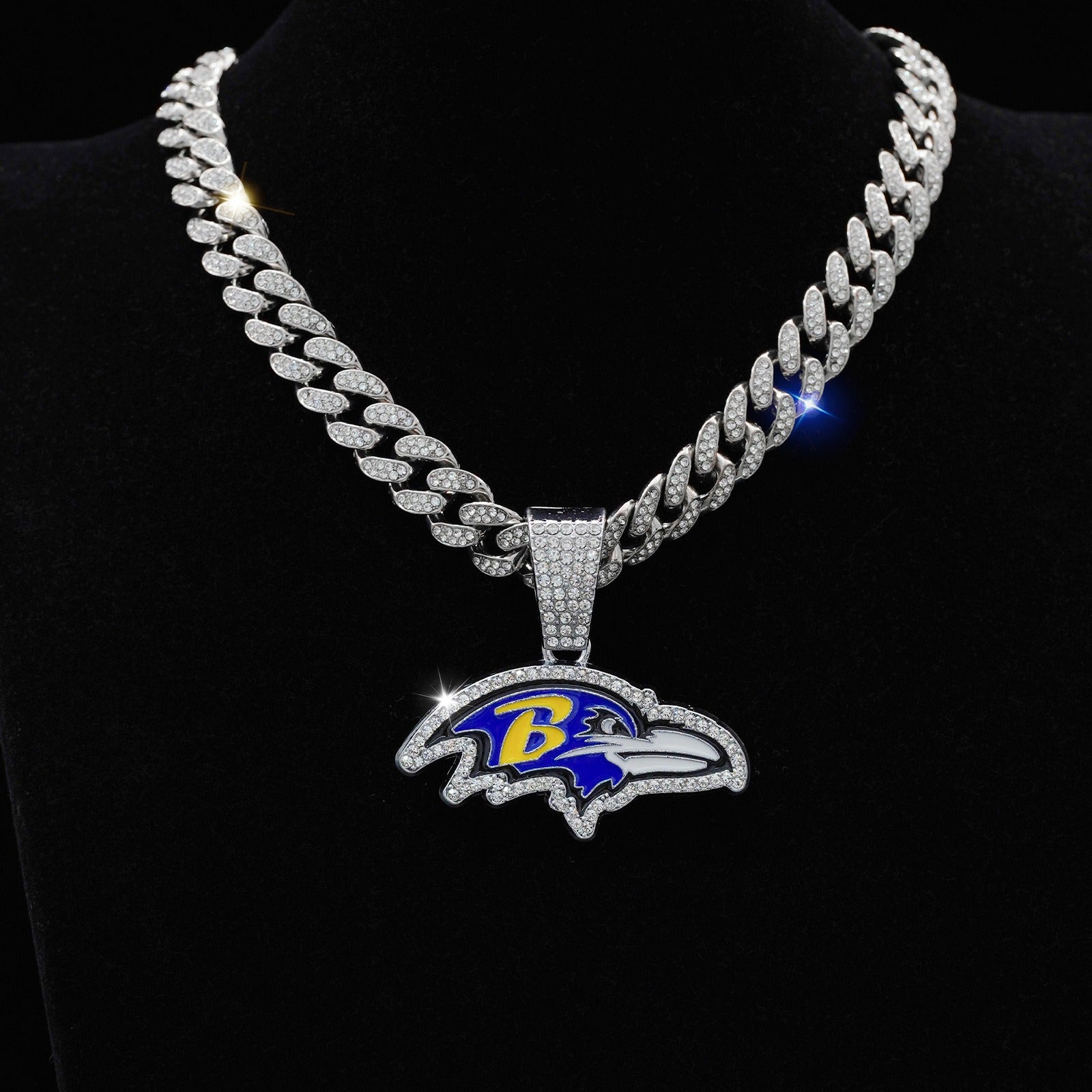 Baltimore Ravens Fashion Crow necklace, Cuban necklace, rhinestonedecoration, fashion people's choice, good accessories forparties and birthdays