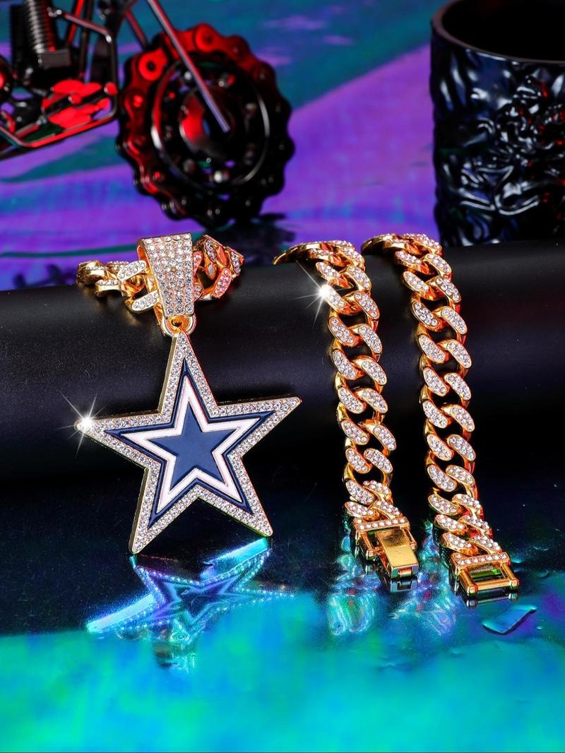 Dallas Cowboys  NFL Fashion oil drop pentagram pendant men's personalizedtrend necklace