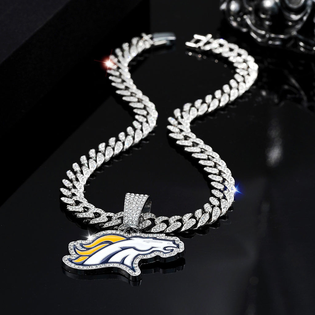 Denver Broncos  Men's Punk Hip Hop Cuban Chain Animal Wolf PendanNecklace