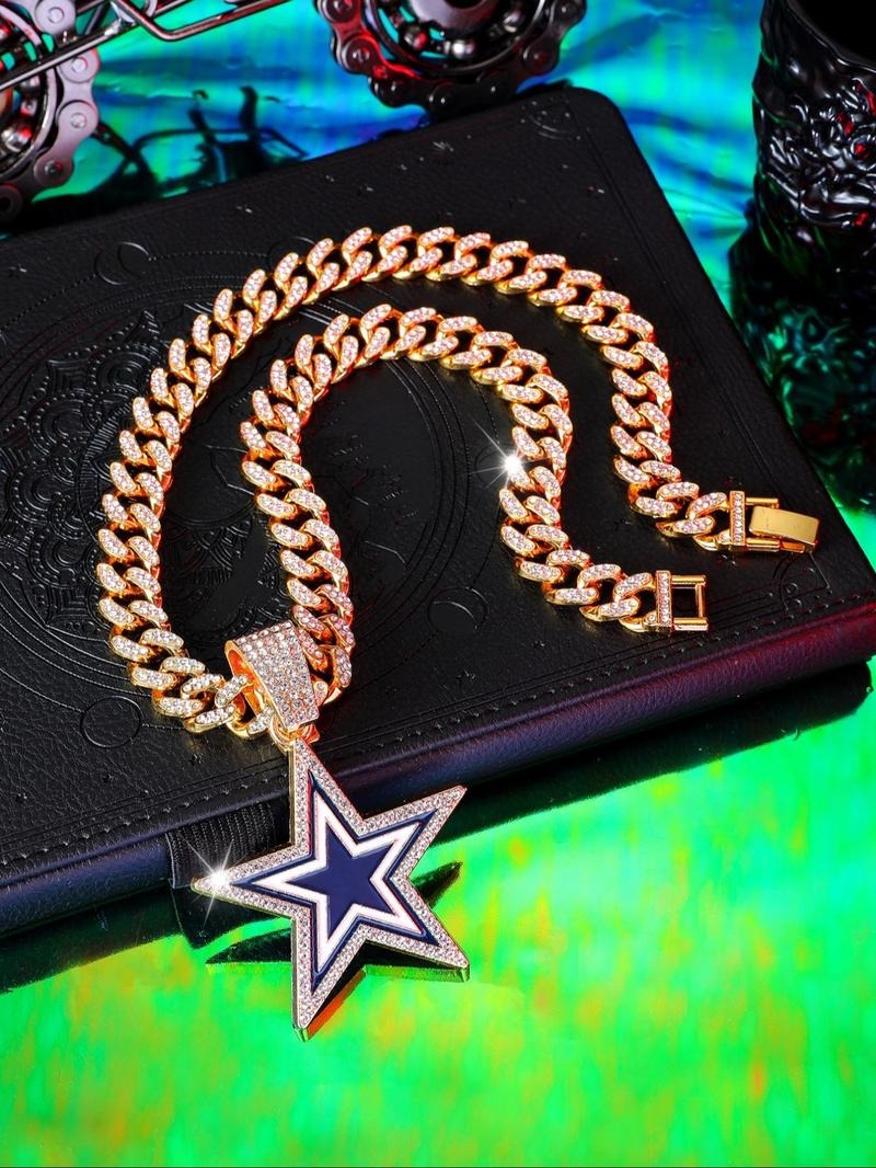 Dallas Cowboys  NFL Fashion oil drop pentagram pendant men's personalizedtrend necklace