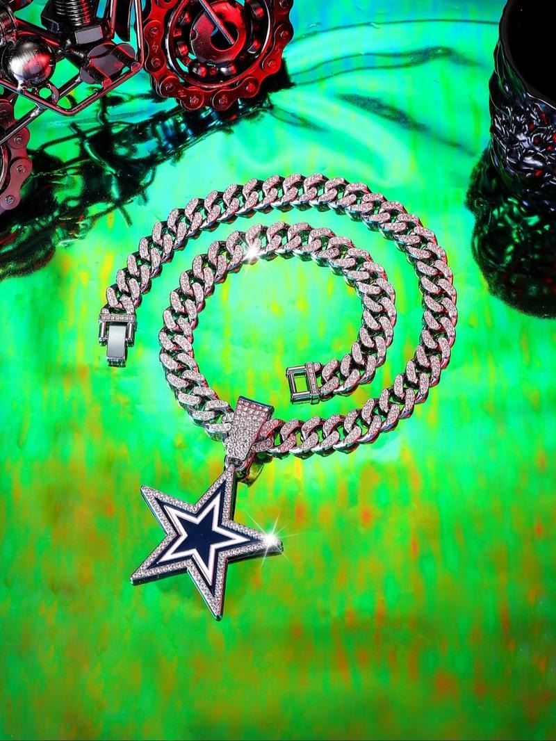 Dallas Cowboys  NFL Fashion oil drop pentagram pendant men's personalizedtrend necklace