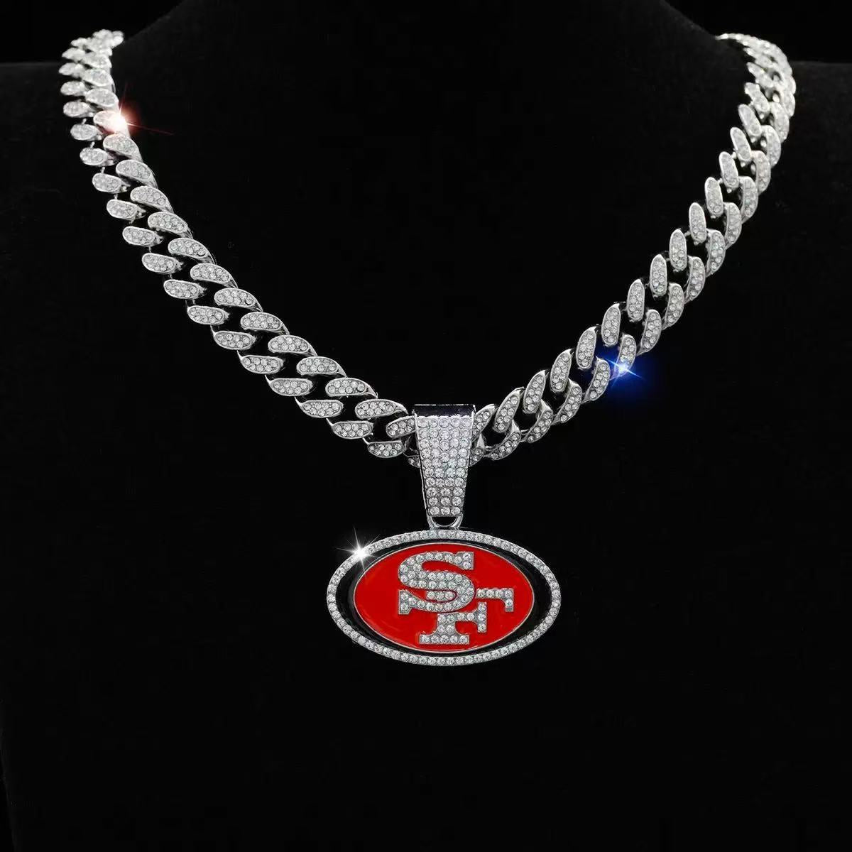 San Francisco 49ers Oil Drip Pendant Necklace Cuban Chain Choke ChainAccessories Necklace