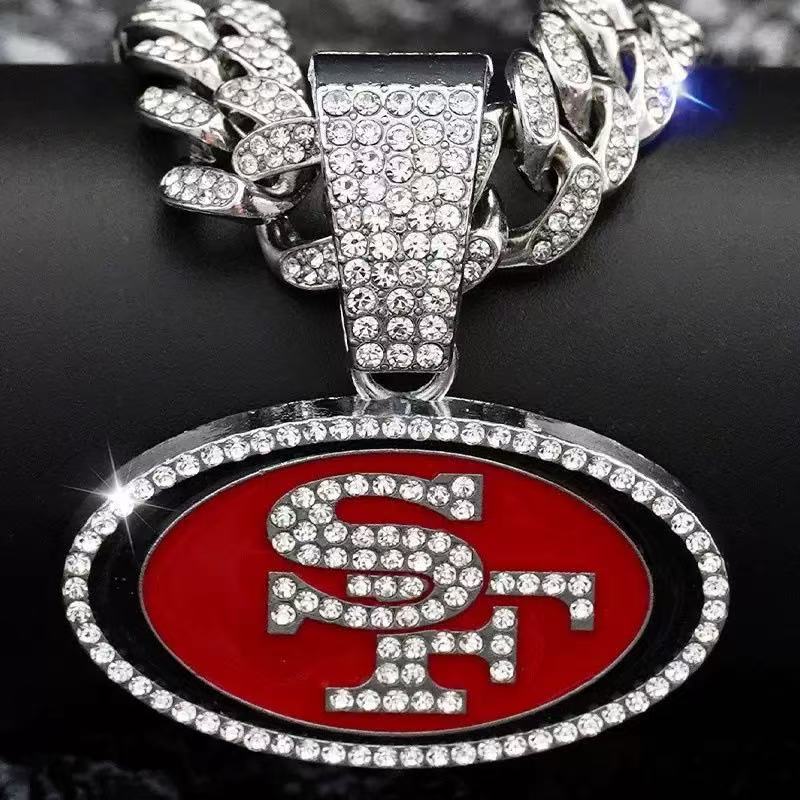 San Francisco 49ers Oil Drip Pendant Necklace Cuban Chain Choke ChainAccessories Necklace