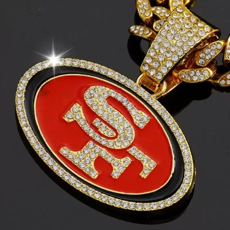 San Francisco 49ers Oil Drip Pendant Necklace Cuban Chain Choke ChainAccessories Necklace