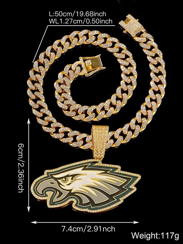 Philadelphia EaglesMen's Hip-Hop Style Personalized Pendant Necklace, CubanChain, Gift for Boyfriend